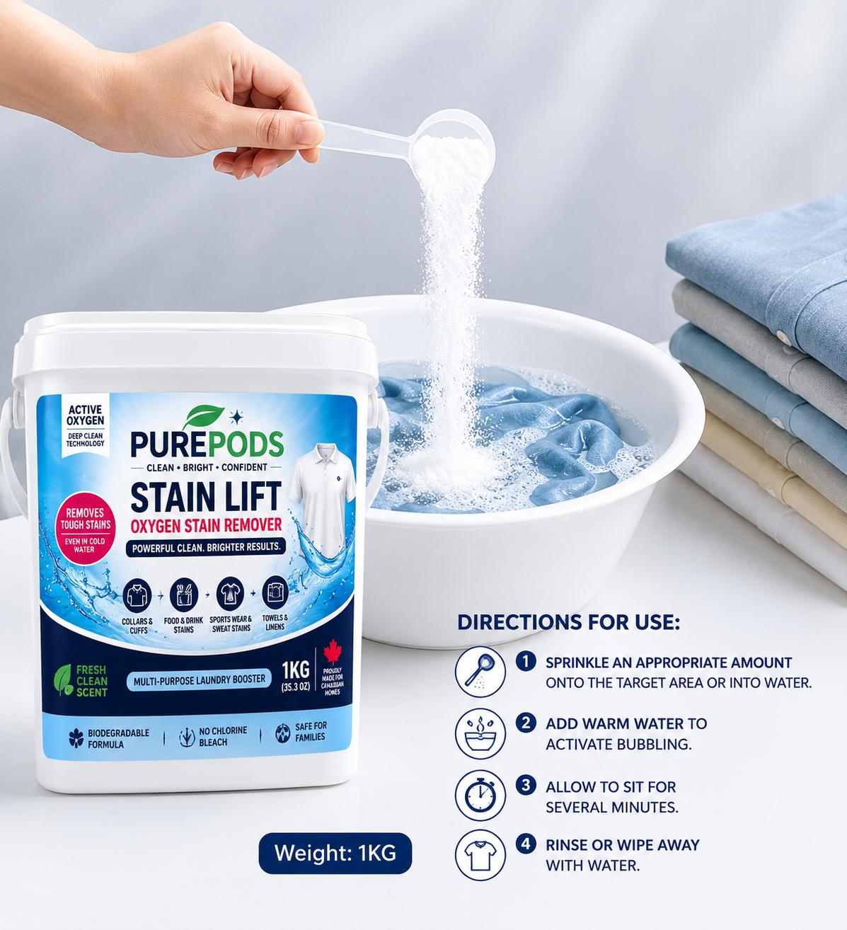 PUREPODS Stain Lift - Laundry Stain Remover (1KG)