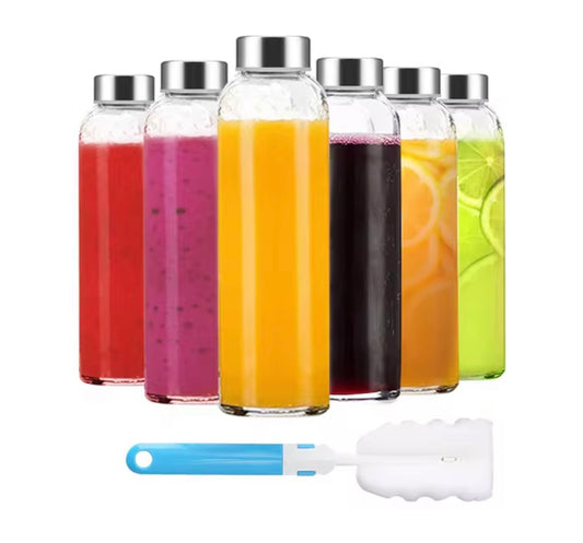 6PCS Glass Juice Bottle Set (500ml) – Smoothie & Detox Bottles (PRE-ORDER)