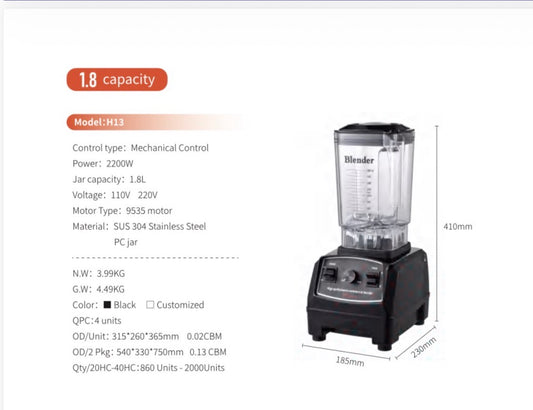 High-Performance Power Blender 2200W (Pre-Order | Black)