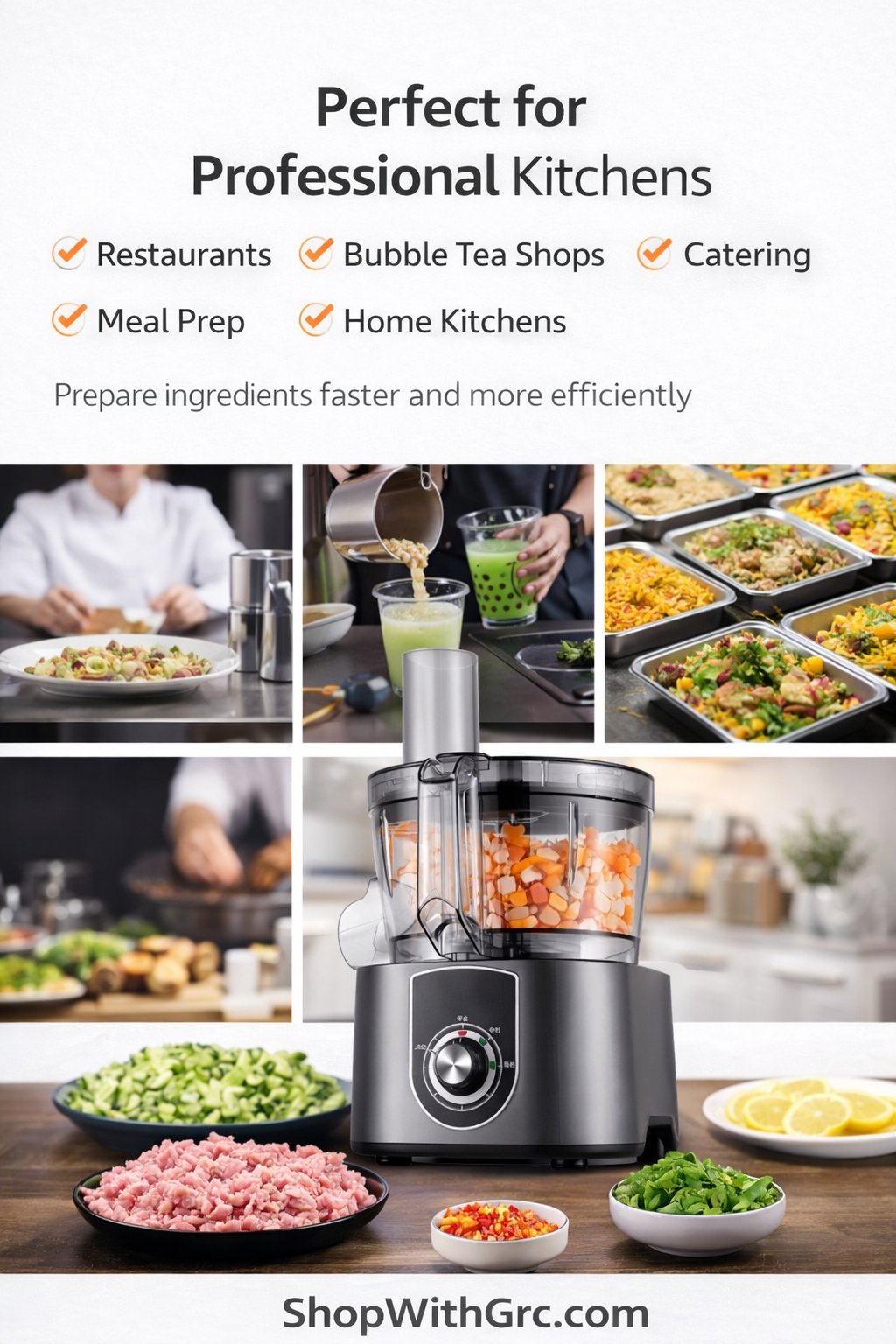 Commercial Electric Vegetable Dicing Machine – 5.0L Multifunction Food Processor 110v. Pre-Order