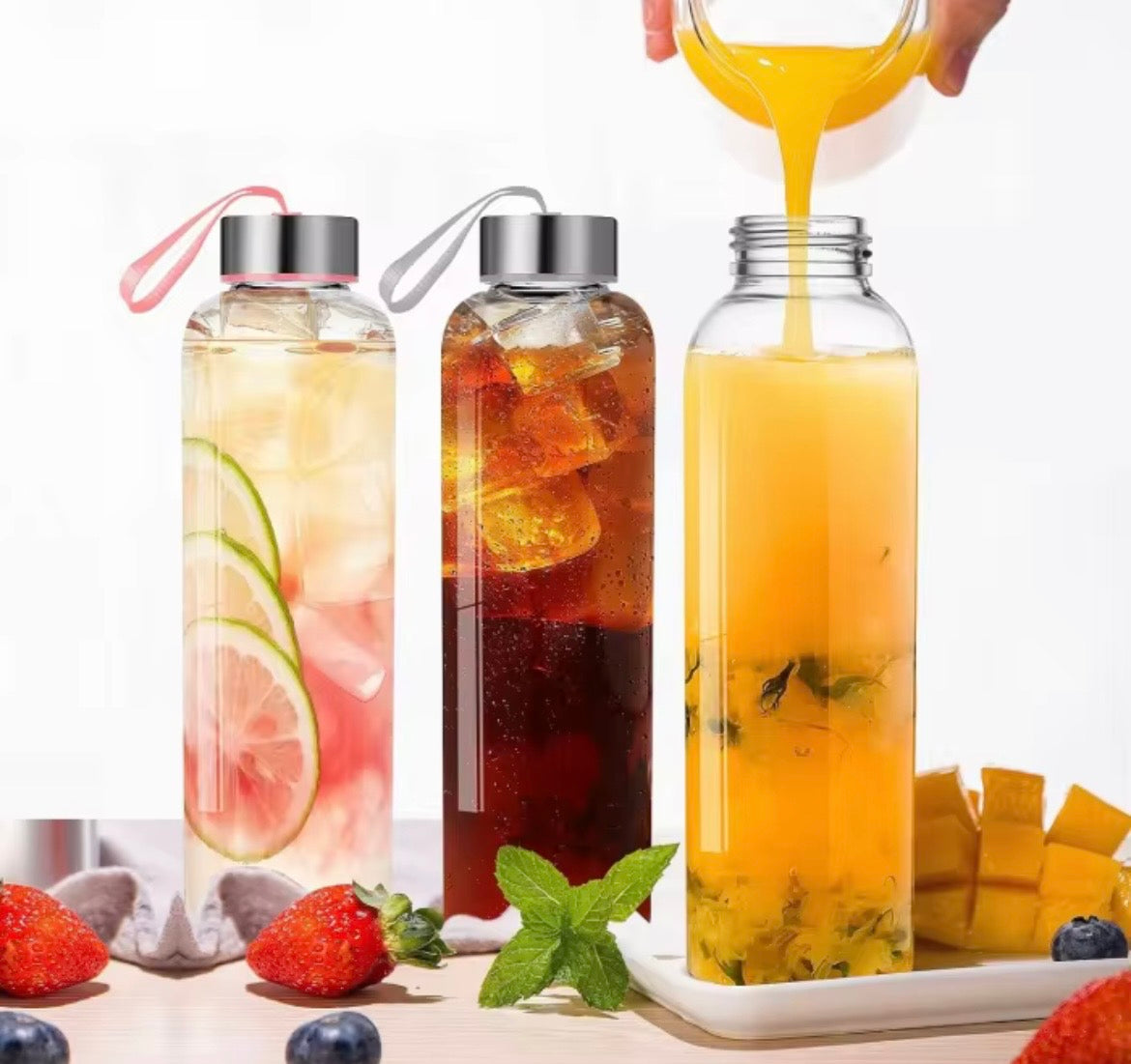 6PCS Glass Juice Bottle Set (500ml) – Smoothie & Detox Bottles (PRE-ORDER)