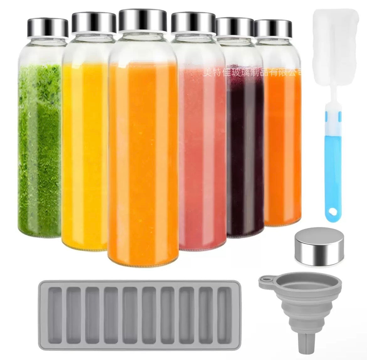 6PCS Glass Juice Bottle Set (500ml) – Smoothie & Detox Bottles (PRE-ORDER)