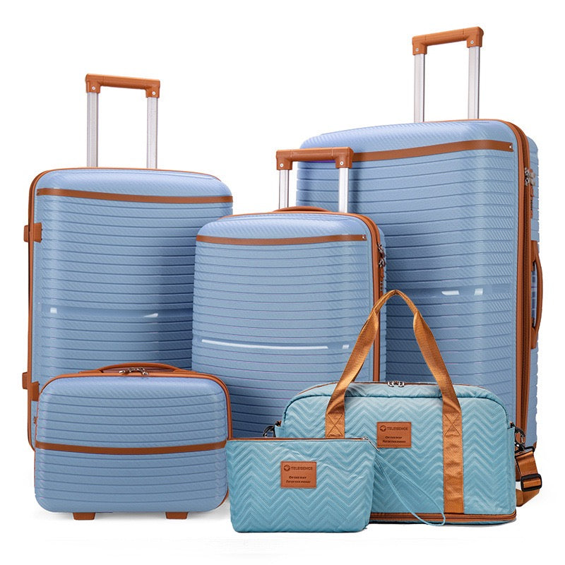 6-Piece Luxury Travel Luggage Set – Durable PP Hard Shell Suitcases- PRE-ORDERED