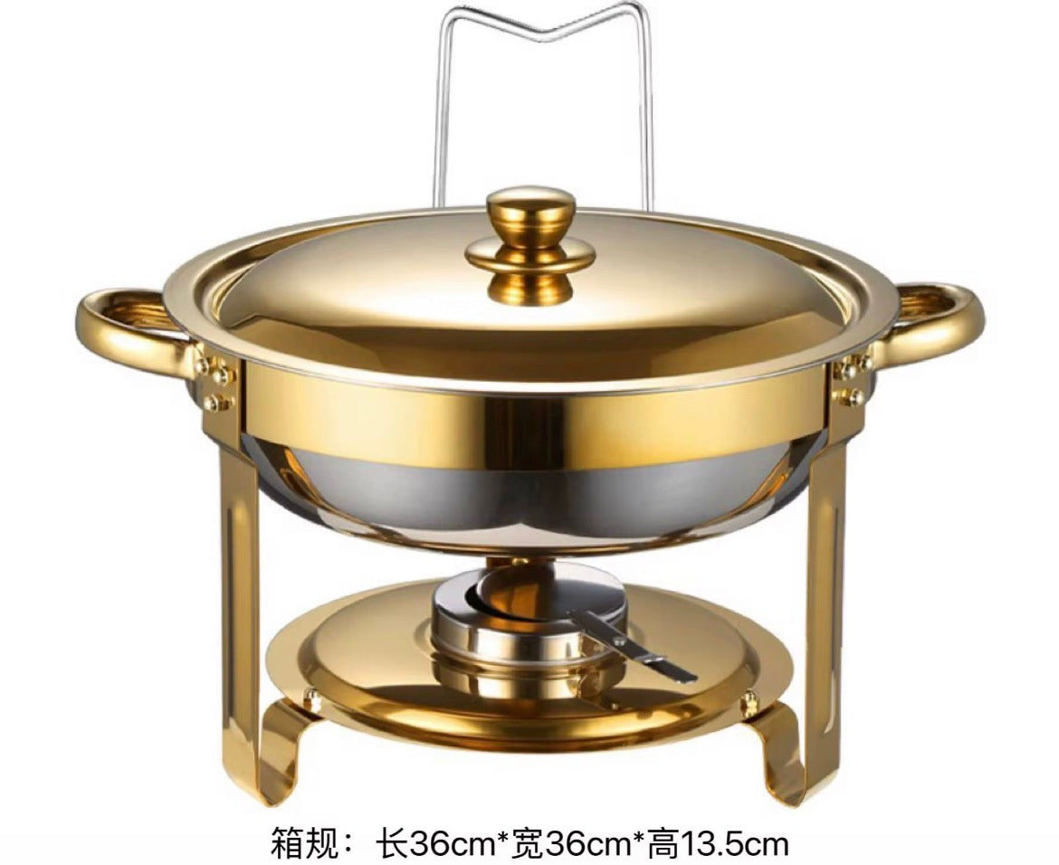 5QT Round Stainless Steel Chafing Dish Buffet Set – Gold & Silver. PRE- ORDERED NOW