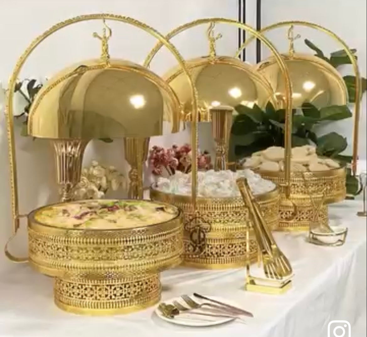 Luxury Gold Hanging Lid Chafing Dish – 6L Buffet Food Warmer. PREORDER