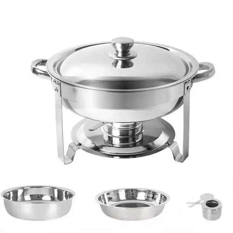 5QT Round Stainless Steel Chafing Dish Buffet Set – Gold & Silver. PRE- ORDERED NOW