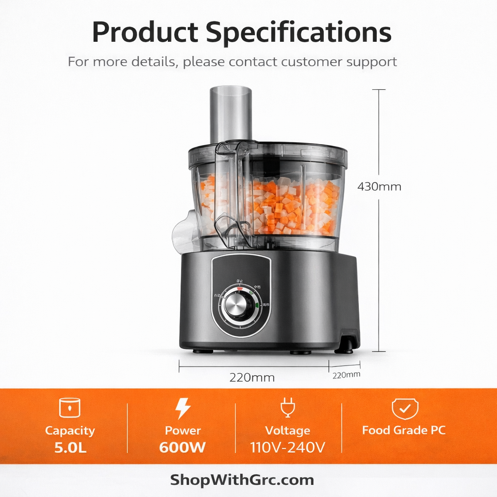 Commercial Electric Vegetable Dicing Machine – 5.0L Multifunction Food Processor 110v. Pre-Order