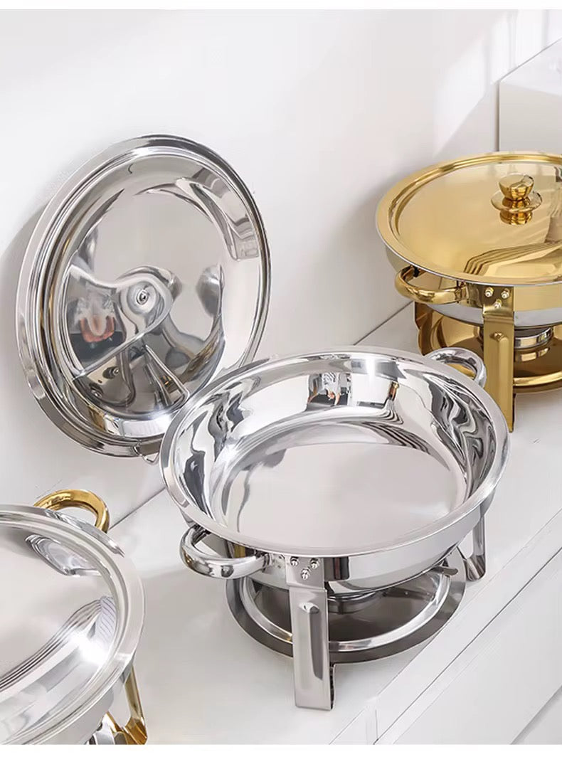 5QT Round Stainless Steel Chafing Dish Buffet Set – Gold & Silver. PRE- ORDERED NOW