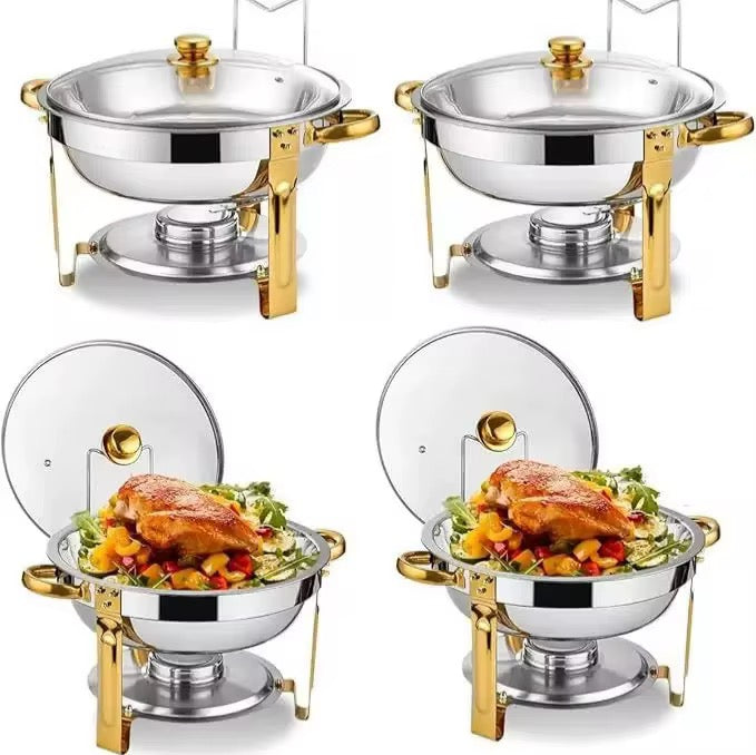 5QT Round Stainless Steel Chafing Dish Buffet Set – Gold & Silver. PRE- ORDERED NOW