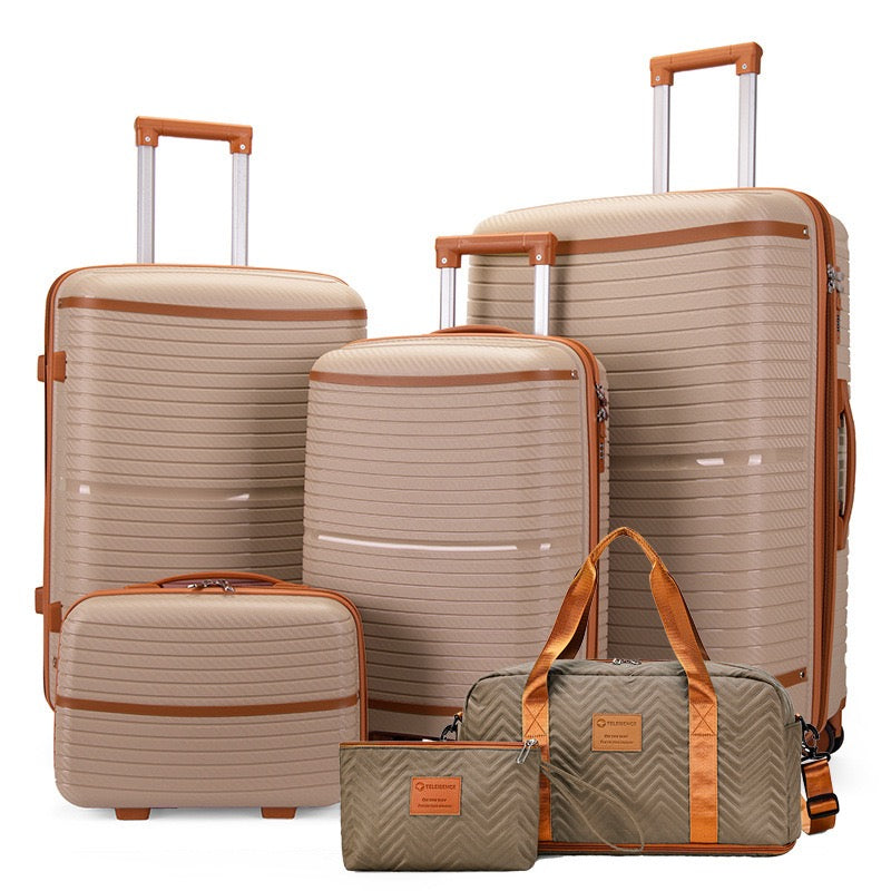6-Piece Luxury Travel Luggage Set – Durable PP Hard Shell Suitcases- PRE-ORDERED