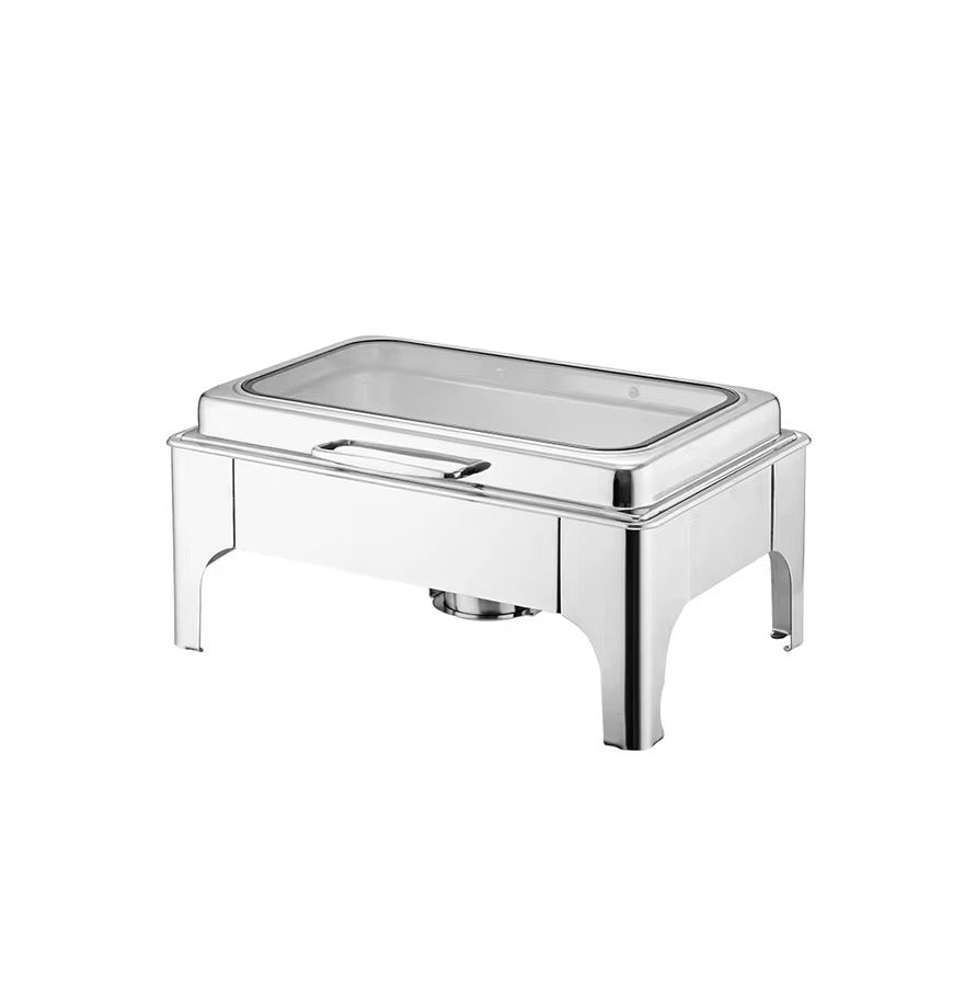 Premium Gold Stainless Steel Chafing Dish with Glass Hydraulic Lid