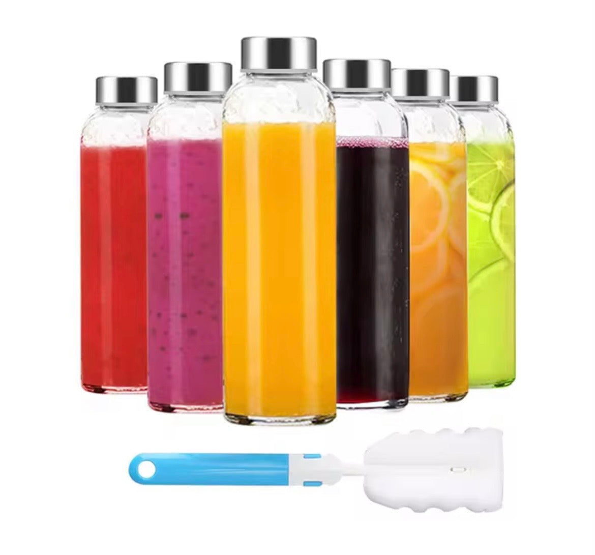 6PCS Glass Juice Bottle Set (500ml) – Smoothie & Detox Bottles (PRE-ORDER)