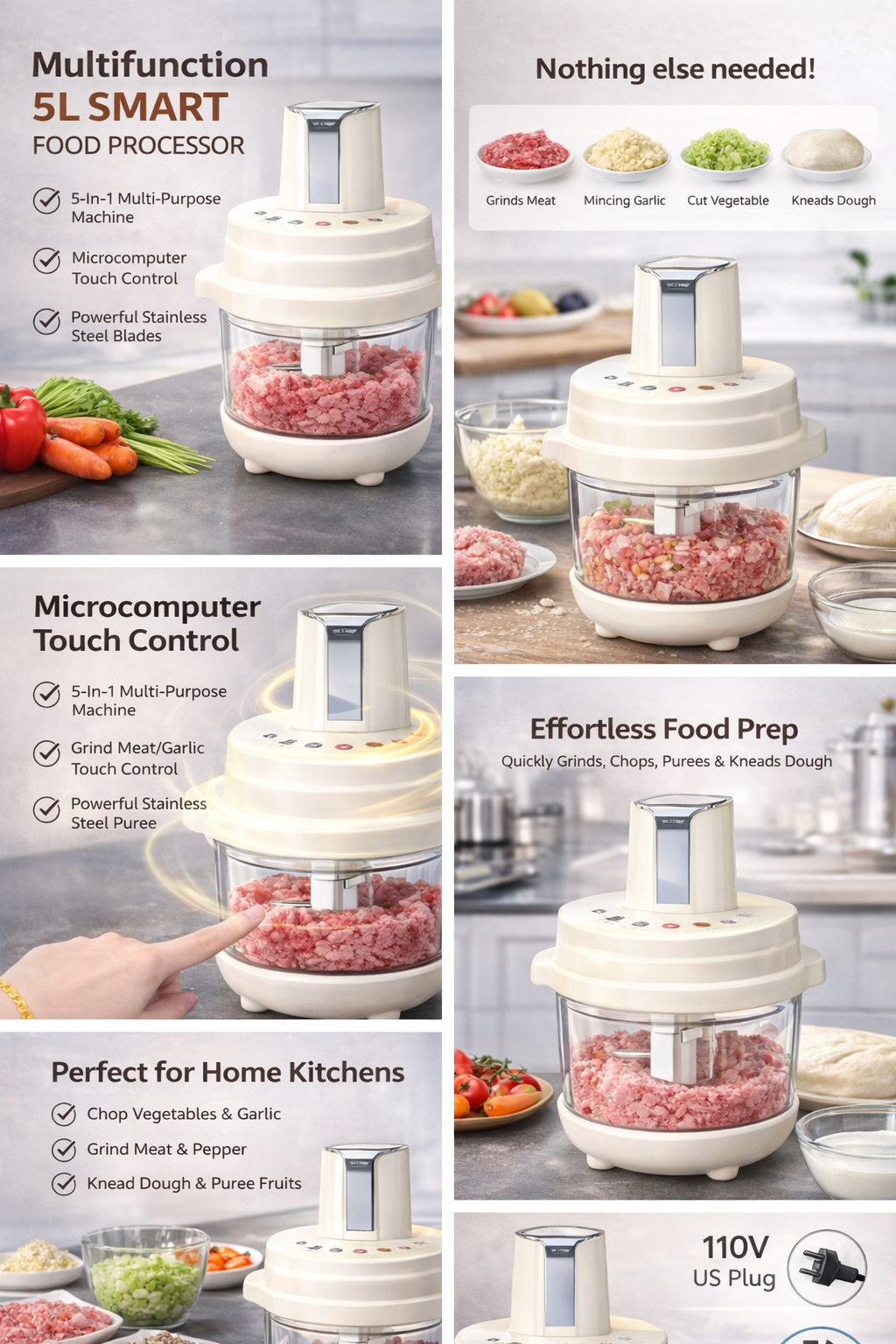 Multifunction 5L Smart Food Processor (3-in-1 Kitchen Machine)