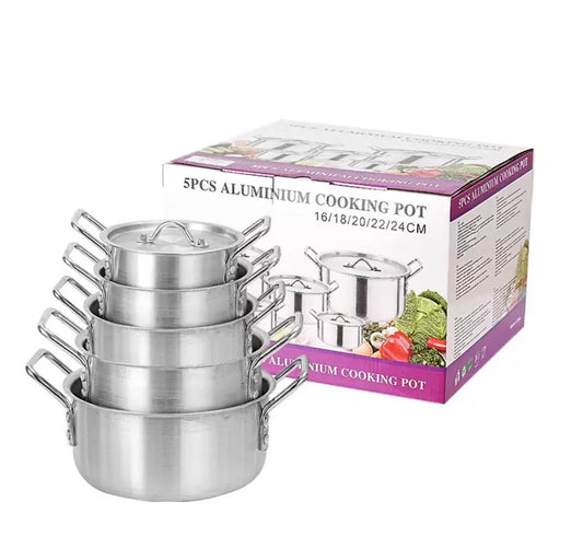 5PCS Aluminium Cooking Pot Set – Heavy Duty Kitchen Set (PRE-ORDER)