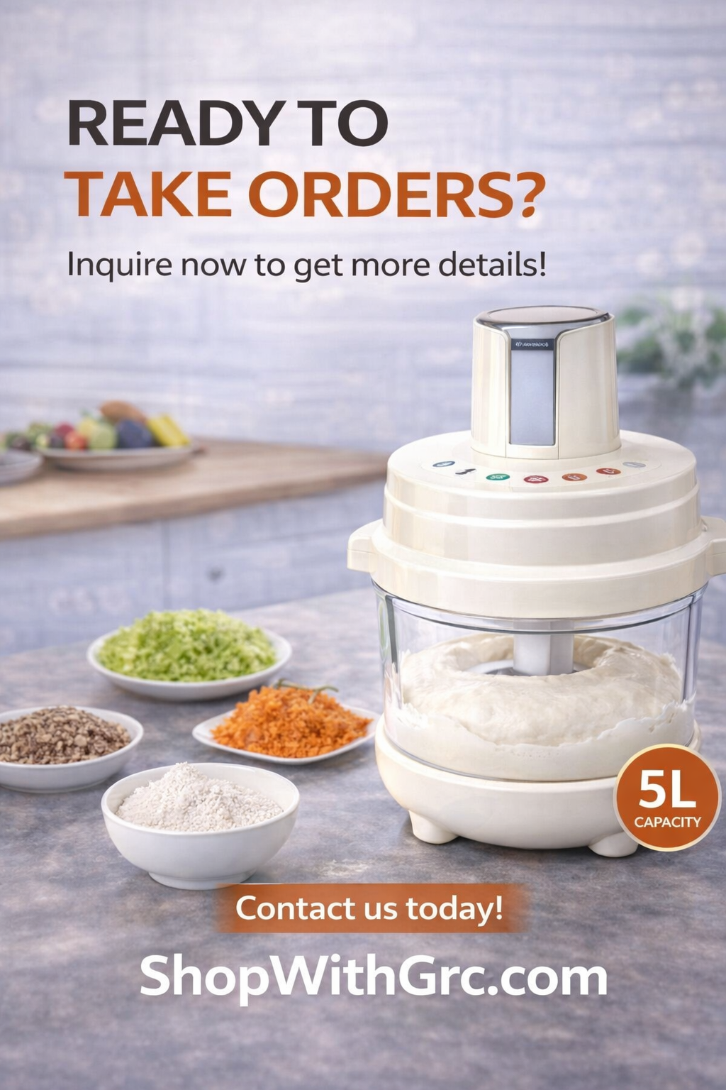 Multifunction 5L Smart Food Processor (3-in-1 Kitchen Machine)