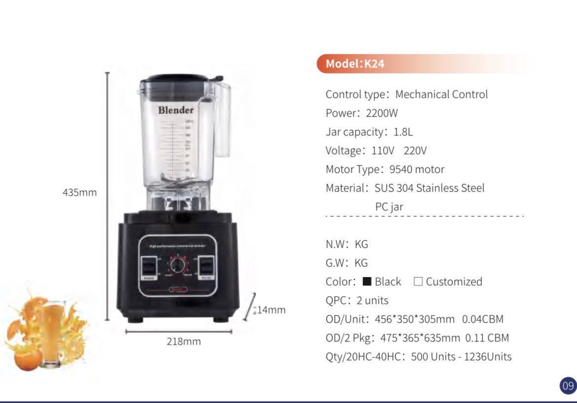 High-Performance Power Blender 2200W (Pre-Order | Black)