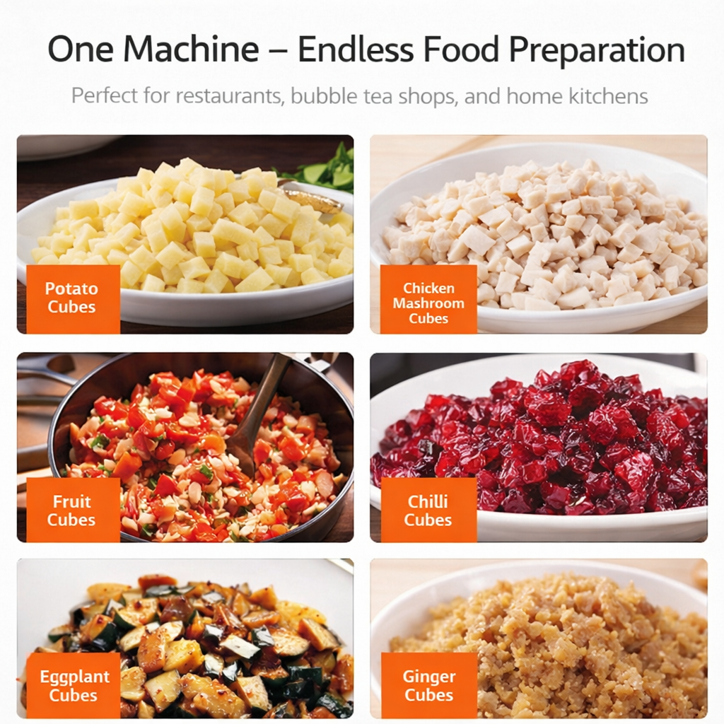Commercial Electric Vegetable Dicing Machine – 5.0L Multifunction Food Processor 110v. Pre-Order