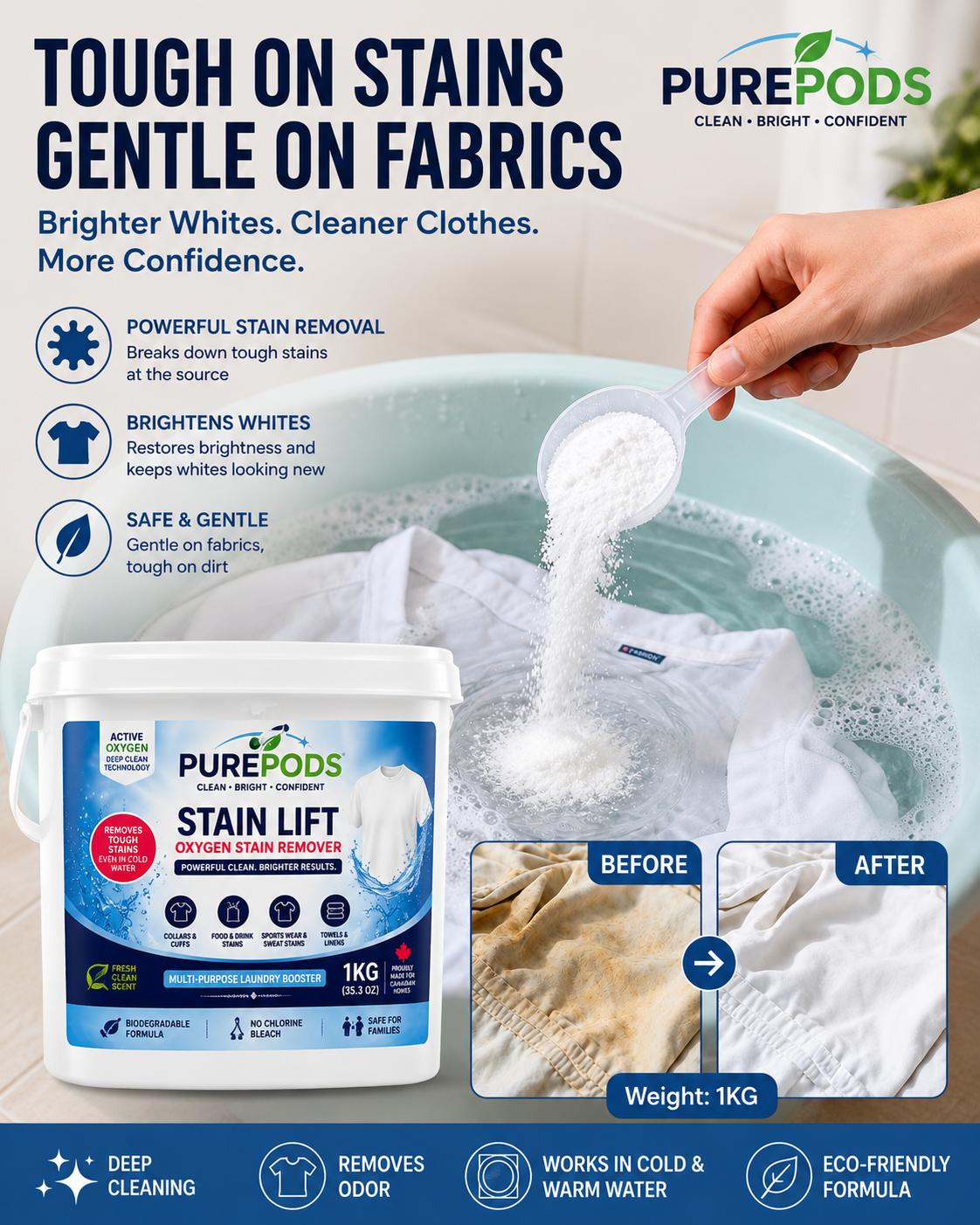 PUREPODS Stain Lift - Laundry Stain Remover (1KG)