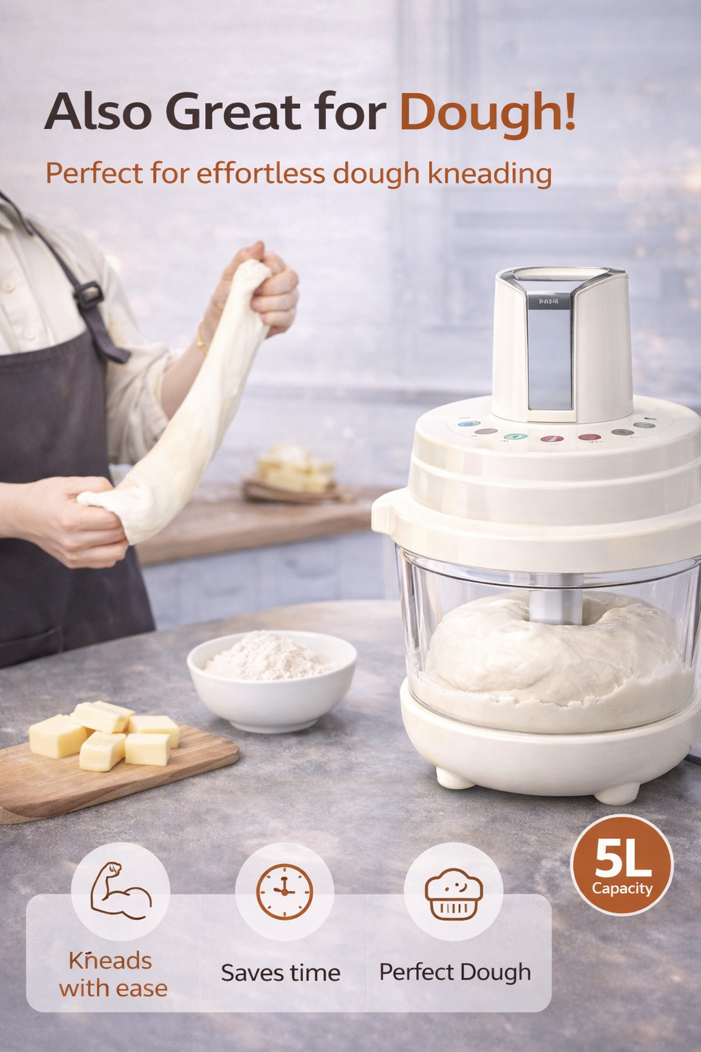 Multifunction 5L Smart Food Processor (3-in-1 Kitchen Machine)