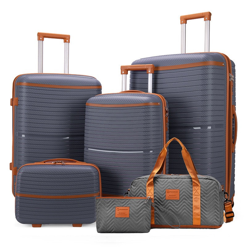 6-Piece Luxury Travel Luggage Set – Durable PP Hard Shell Suitcases- PRE-ORDERED