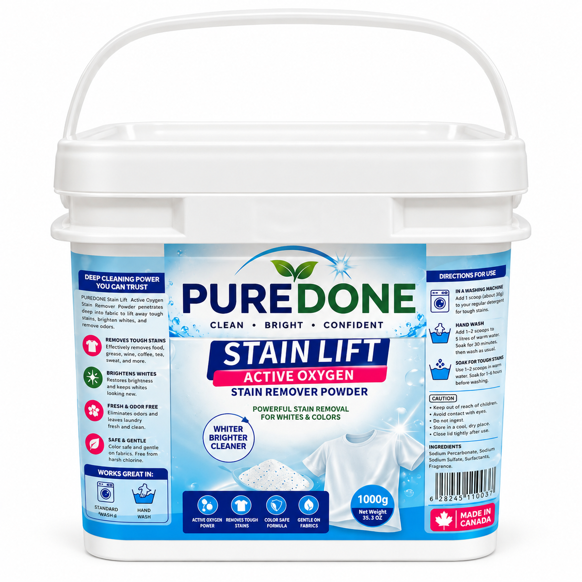 PUREDONE Stain Lift – Active Oxygen Stain Remover Powder, 1000g